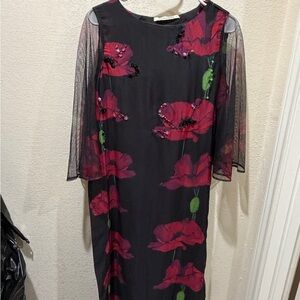 Black Floral Straight Kurta